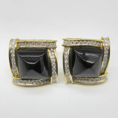 Onyx & Diamond Cocktail Earrings | 50.00ctw, 1.20ctw |