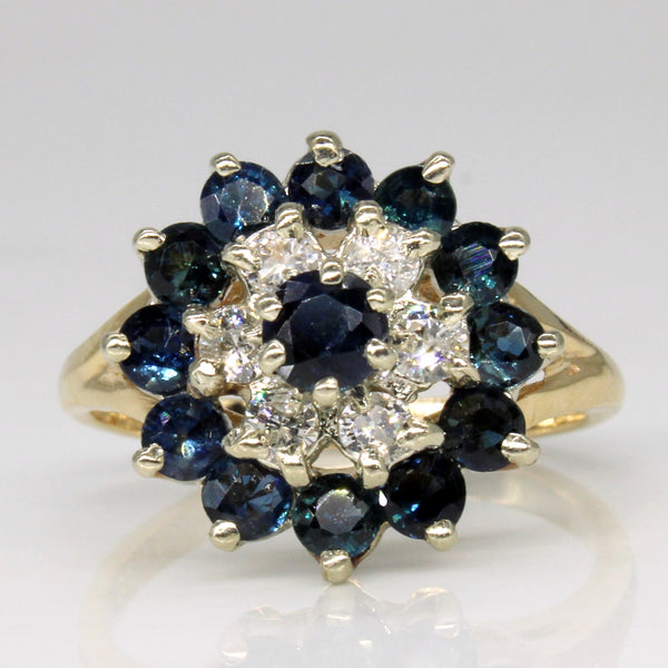 High Set Sapphire & Diamond Cocktail Ring | 1.35ctw, 0.28ctw | SZ 6.5 |