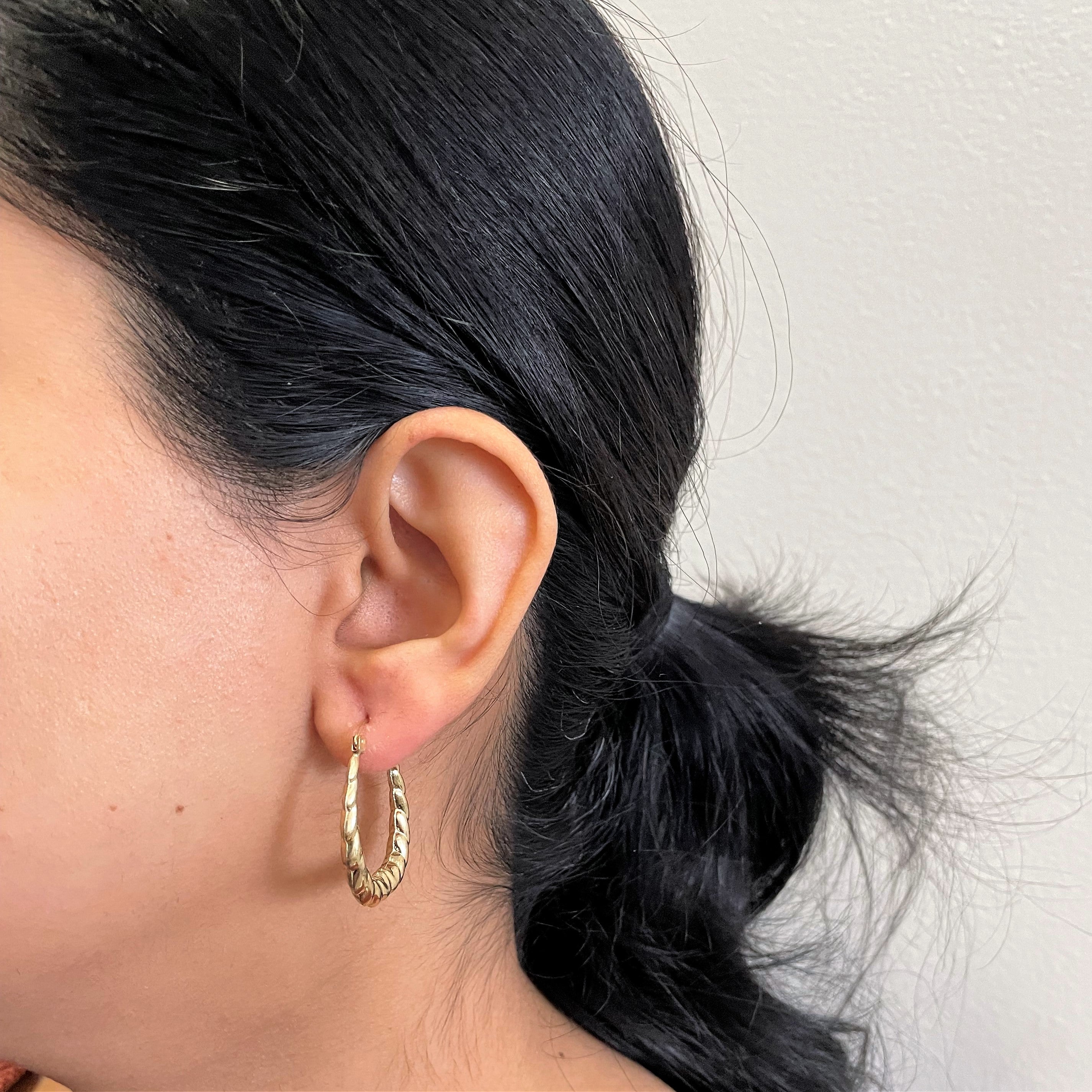 Textured Pear Shape Hoop Earrings |