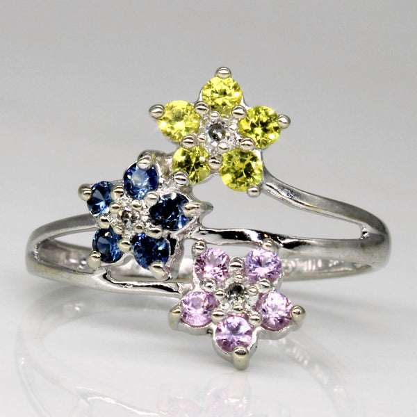 Multi Colour Sapphire Floral Ring | 0.45ctw, 0.02ctw | SZ 7.25 |