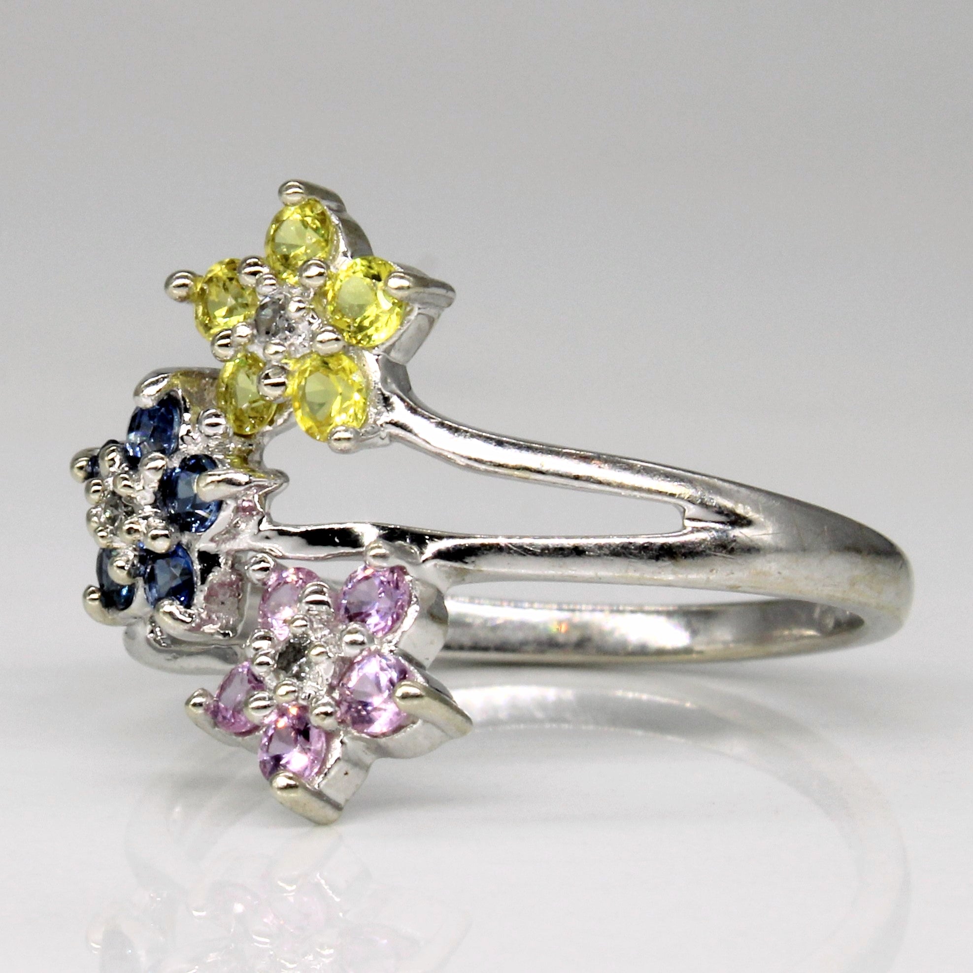 Multi Colour Sapphire Floral Ring | 0.45ctw, 0.02ctw | SZ 7.25 |