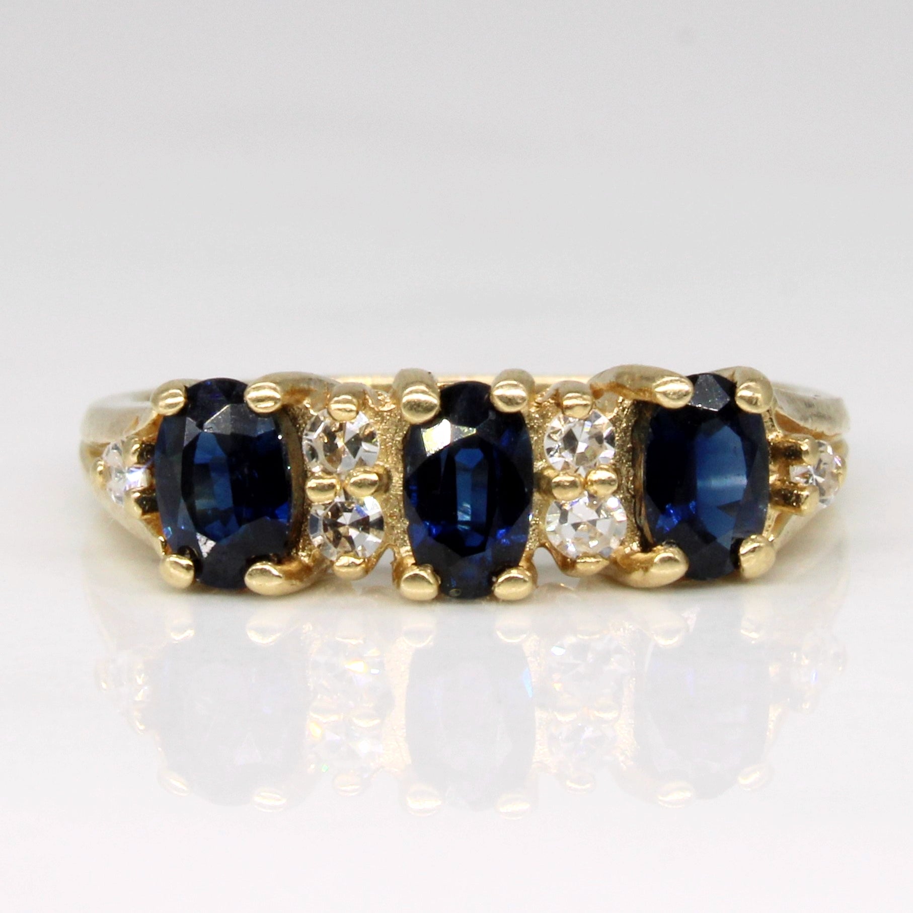 Sapphire & Diamond Three Stone Ring | 0.62ctw, 0.06ctw | SZ 5.25 |