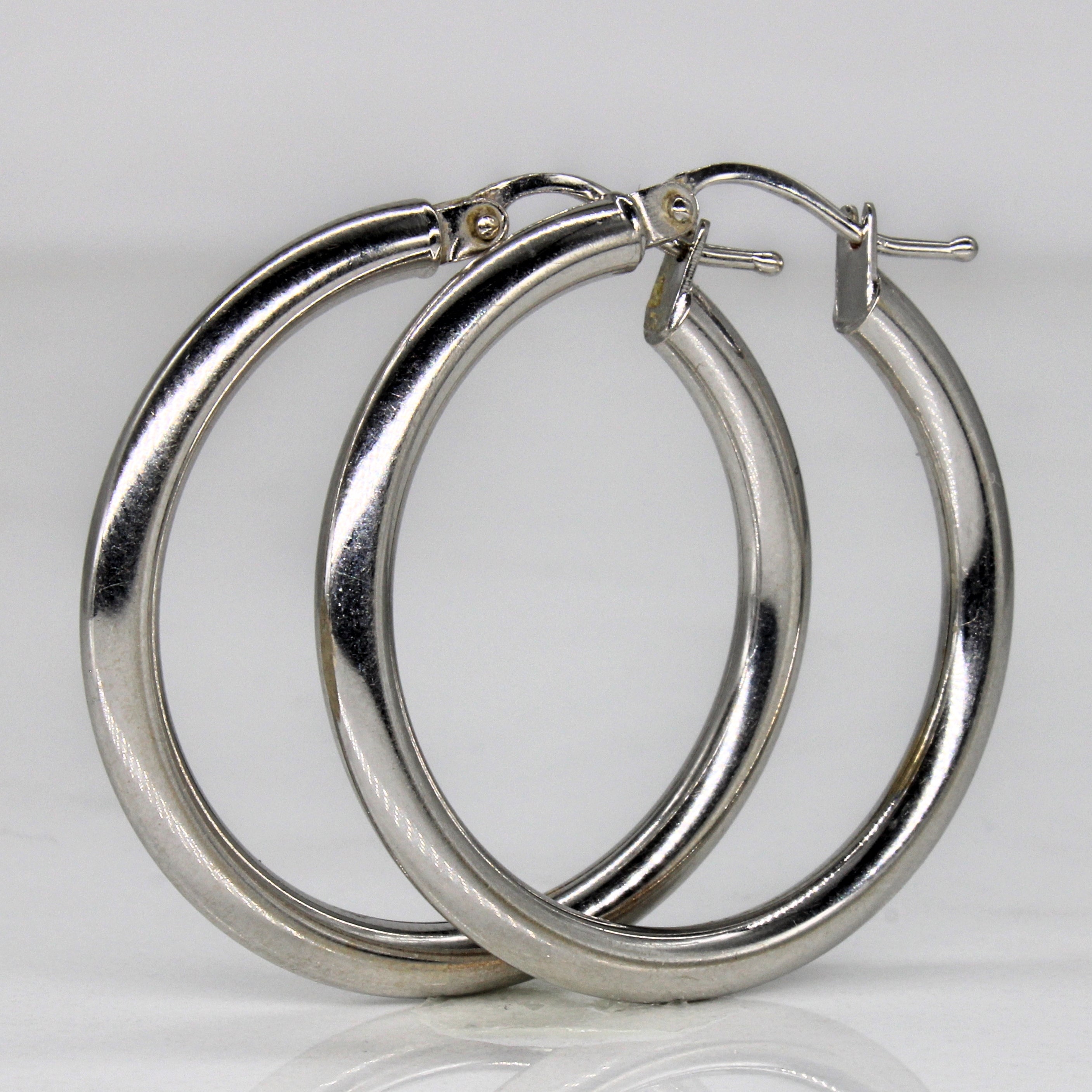 14k White Gold Hoop Earrings |