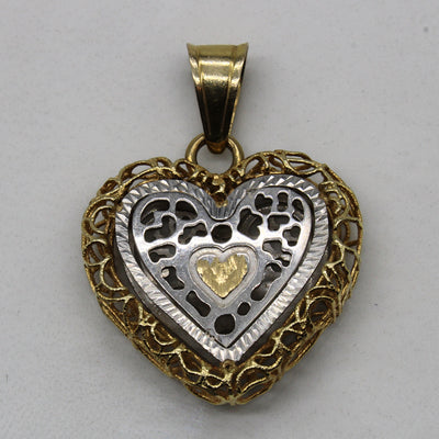 14k Two Tone Gold Heart Pendant |