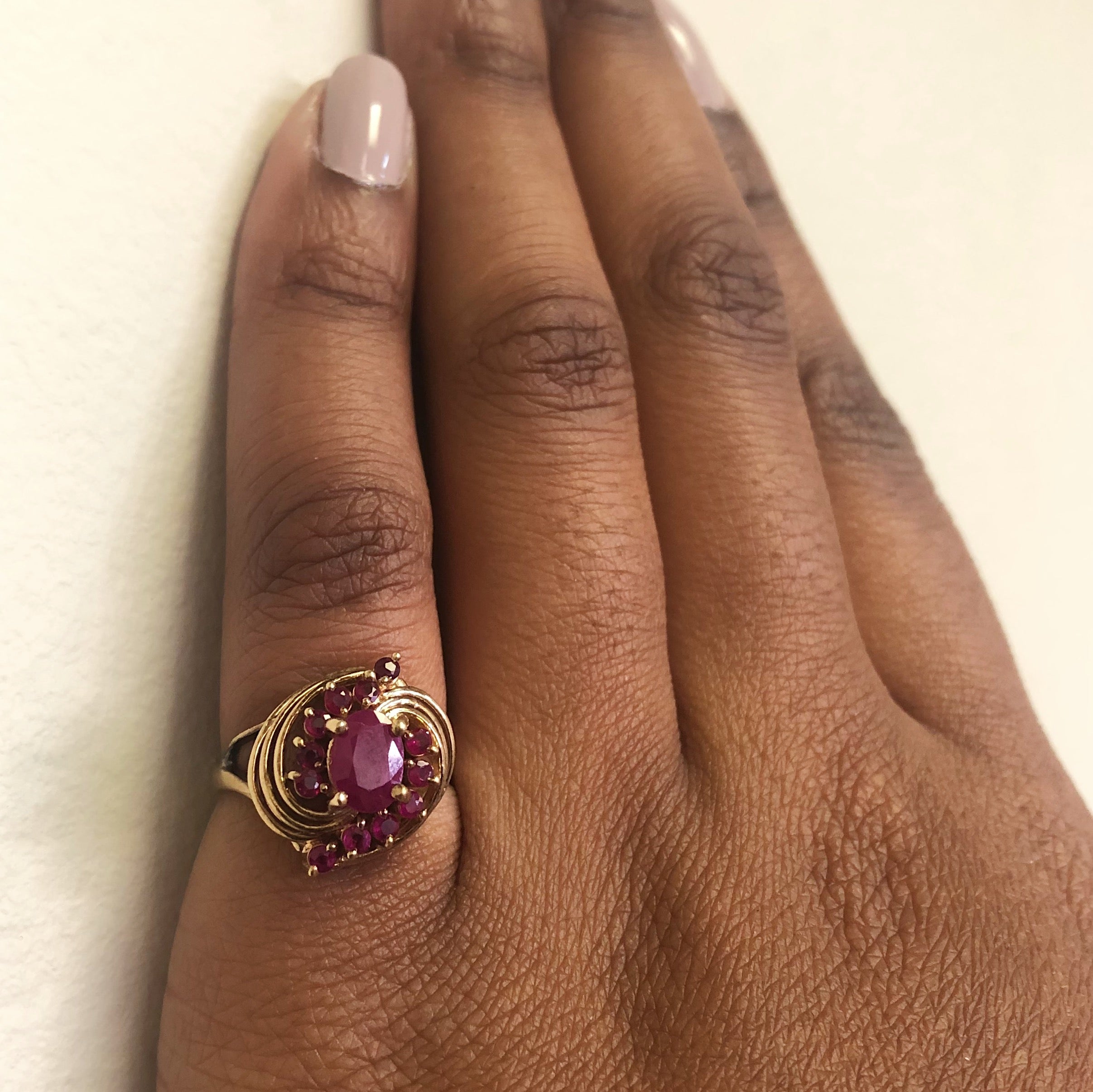 Ruby Bypass Swirl Cocktail Ring | 1.30ctw | SZ 5.25 |