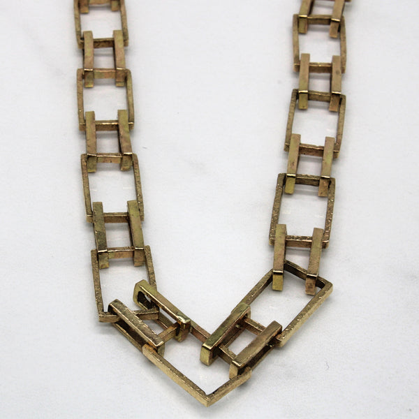 10k Yellow Gold Rectangular Link Necklace | 28