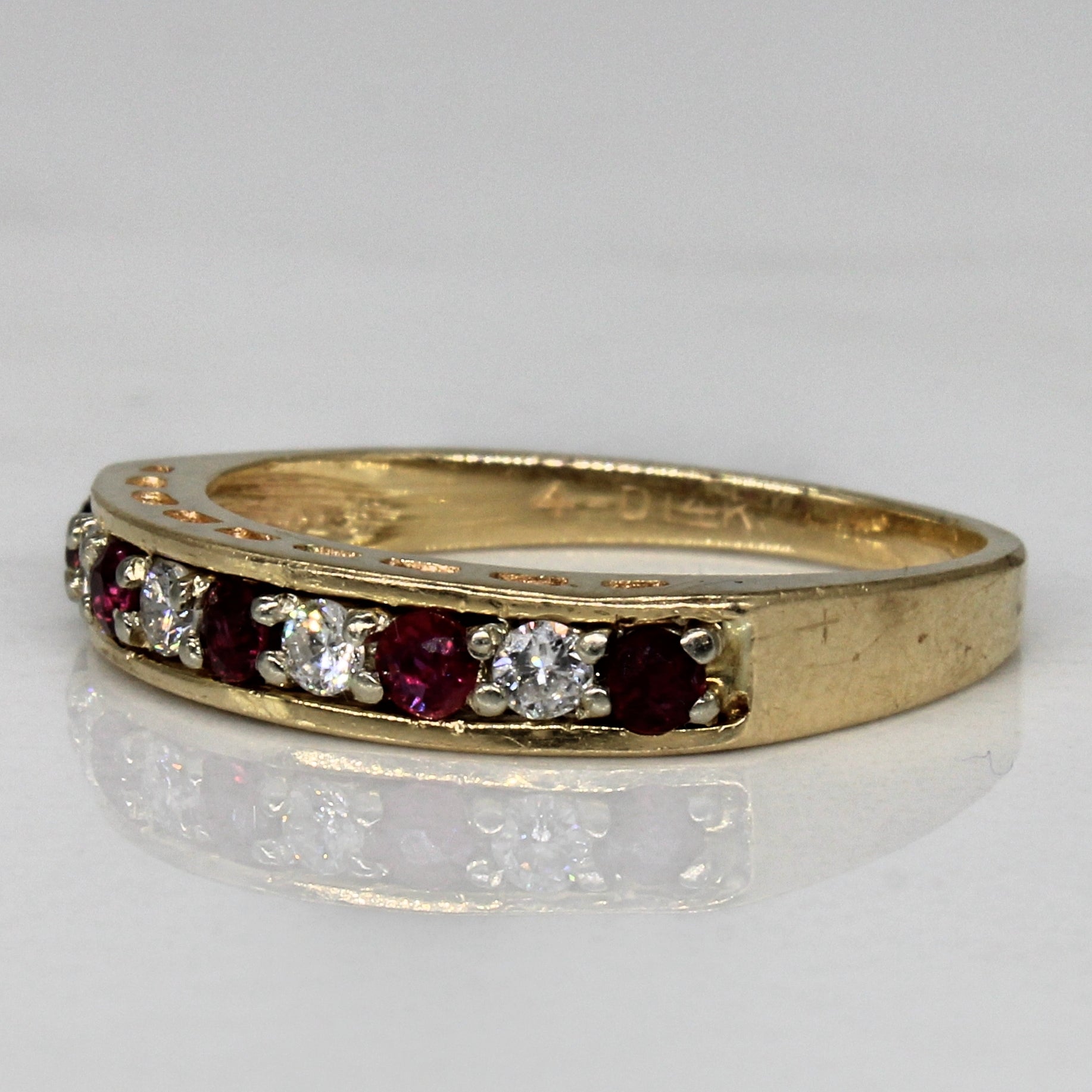 Synthetic Ruby & Diamond Ring | 0.15ctw, 0.12ctw | SZ 6 |