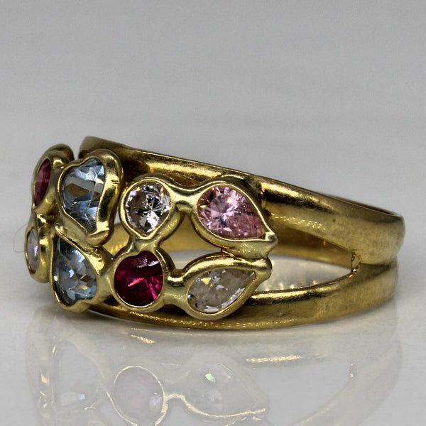 Synthetic Spinel & Synthetic Ruby Ornate Ring | 0.96ctw, 0.20ctw | SZ 6.5 |