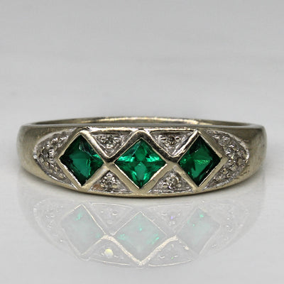 Michael Hill' Synthetic Emerald & Diamond Ring | 0.30ctw, 0.03ctw | SZ 8.5 |