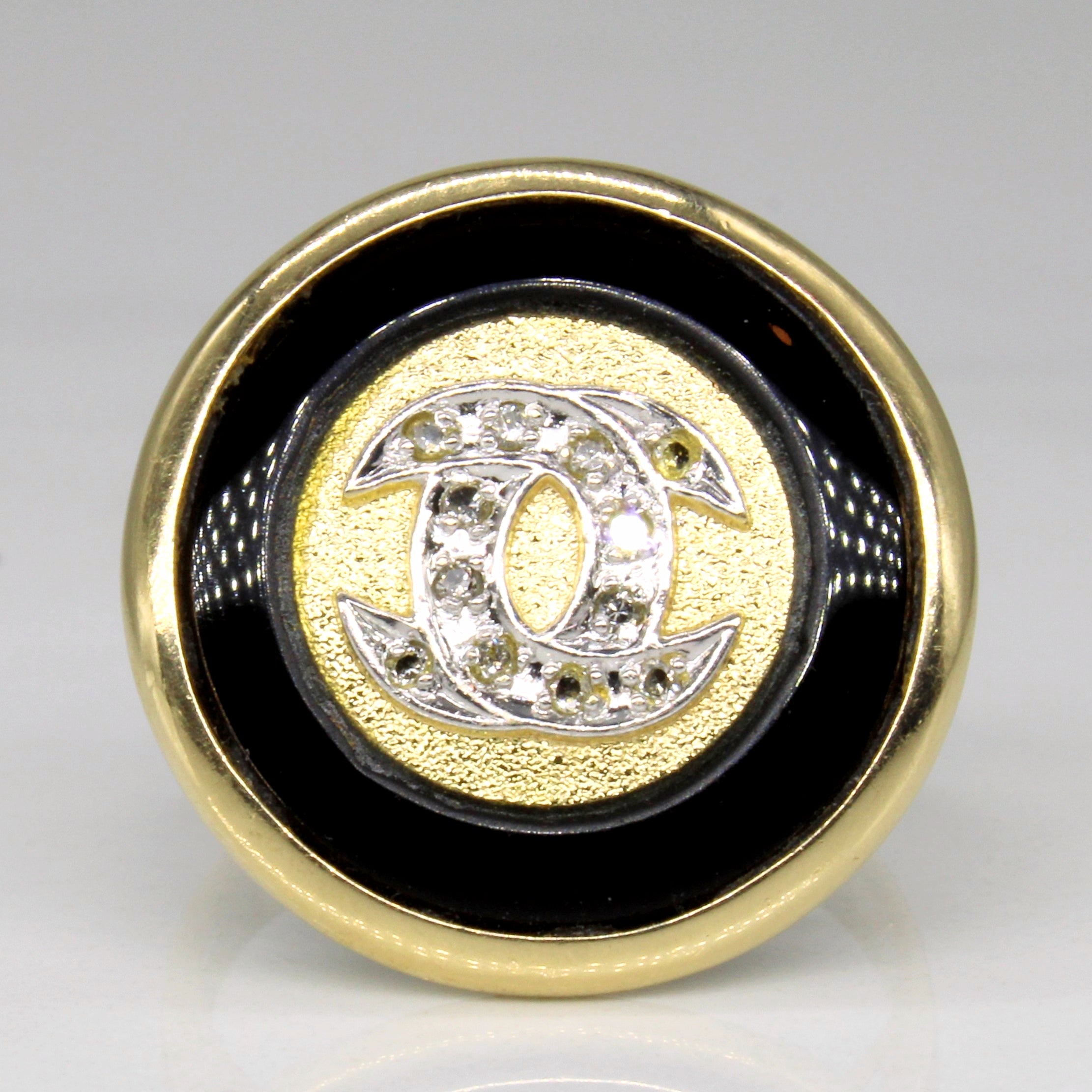 Onyx & Diamond Chanel Inspired Ring | 3.65ct, 0.06ctw | SZ 5.5 |