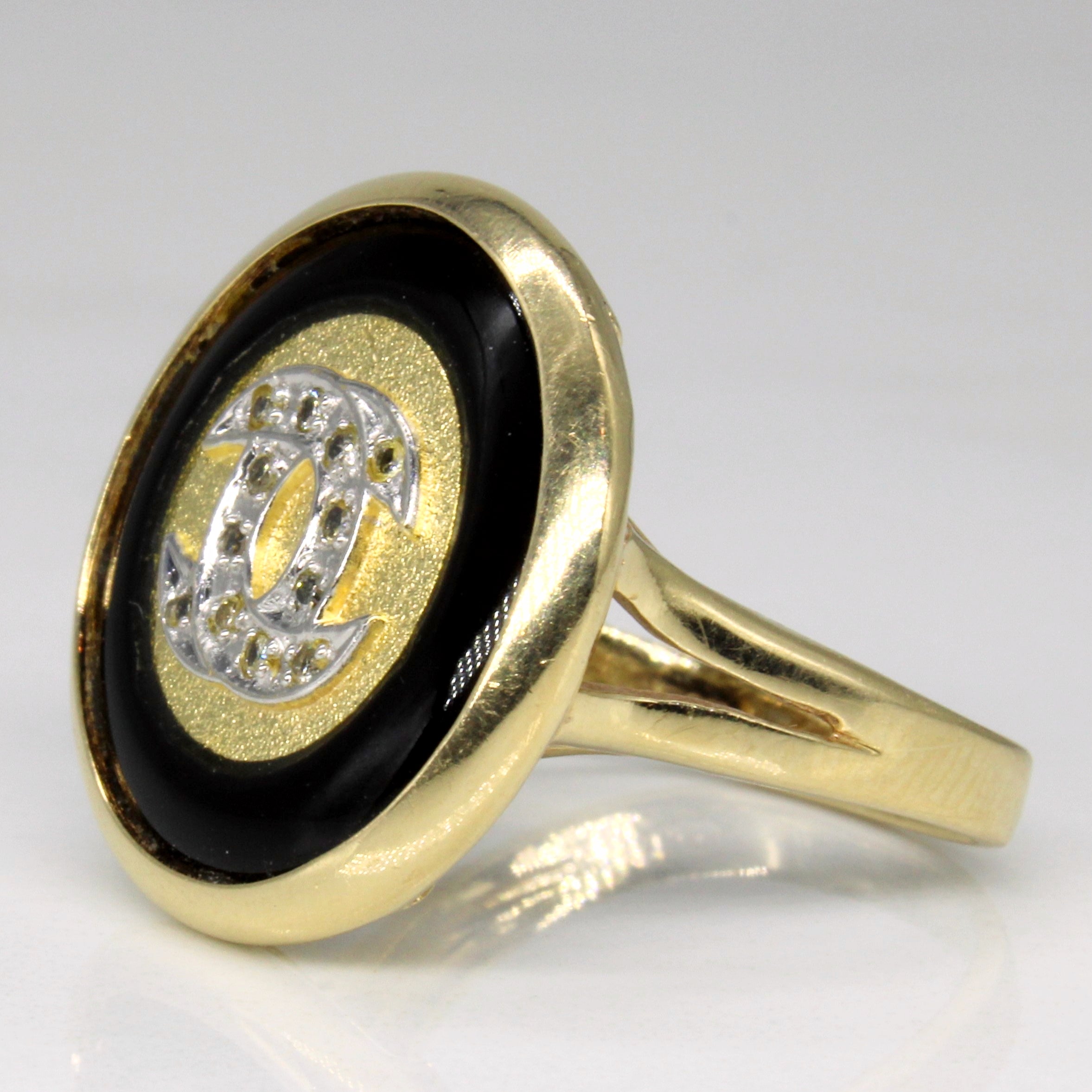 Onyx & Diamond Chanel Inspired Ring | 3.65ct, 0.06ctw | SZ 5.5 |