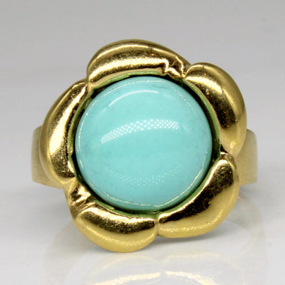 Dyed Blue Howlite Flower Ring | 3.00ct | SZ 6 |