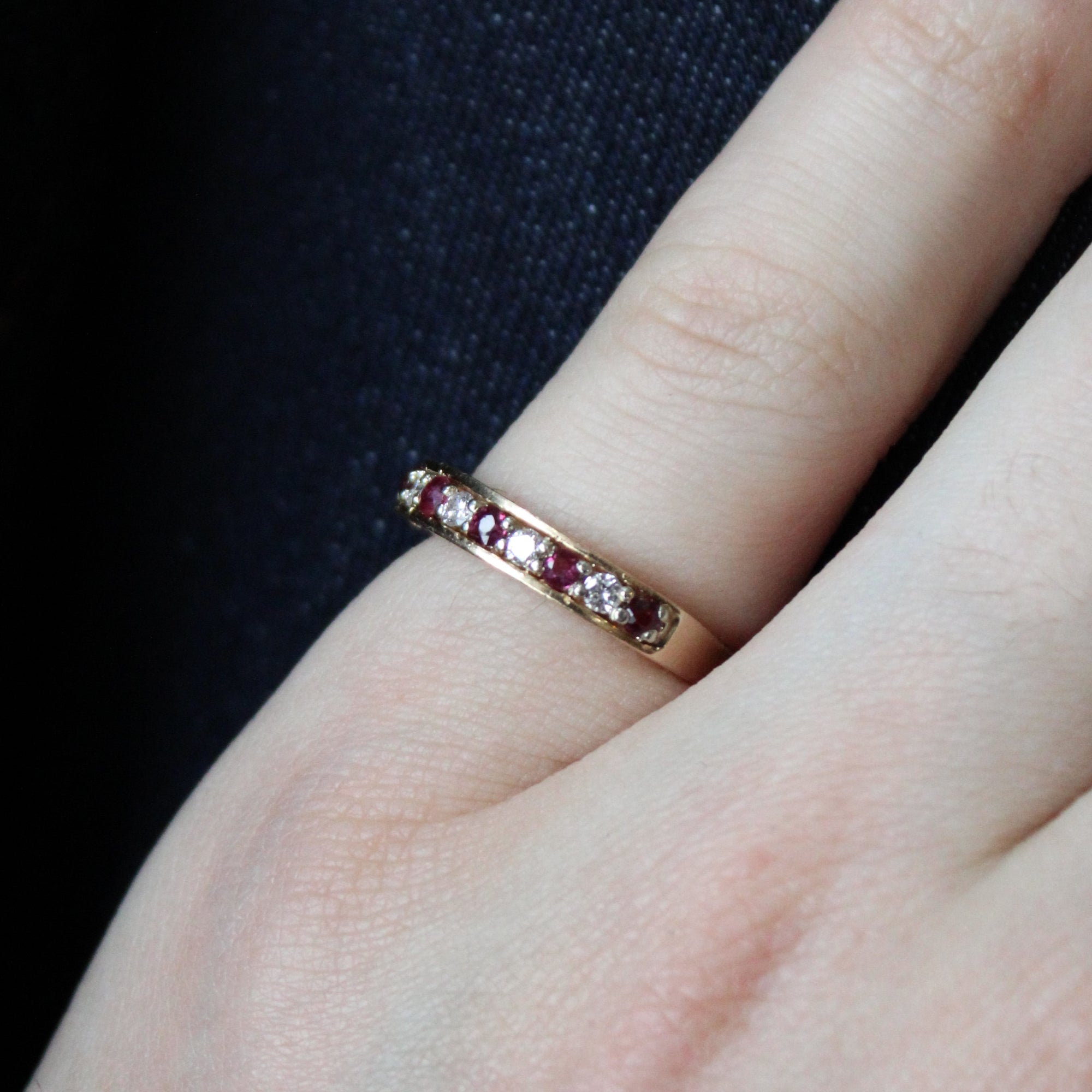 Synthetic Ruby & Diamond Ring | 0.15ctw, 0.12ctw | SZ 6 |
