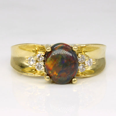 Black Opal & Diamond Cocktail Ring | 1.16ct, 0.12ctw | SZ 6.5 |