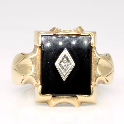 Onyx & Diamond Signet Ring | 2.10ct, 0.01ct | SZ 7.25 |