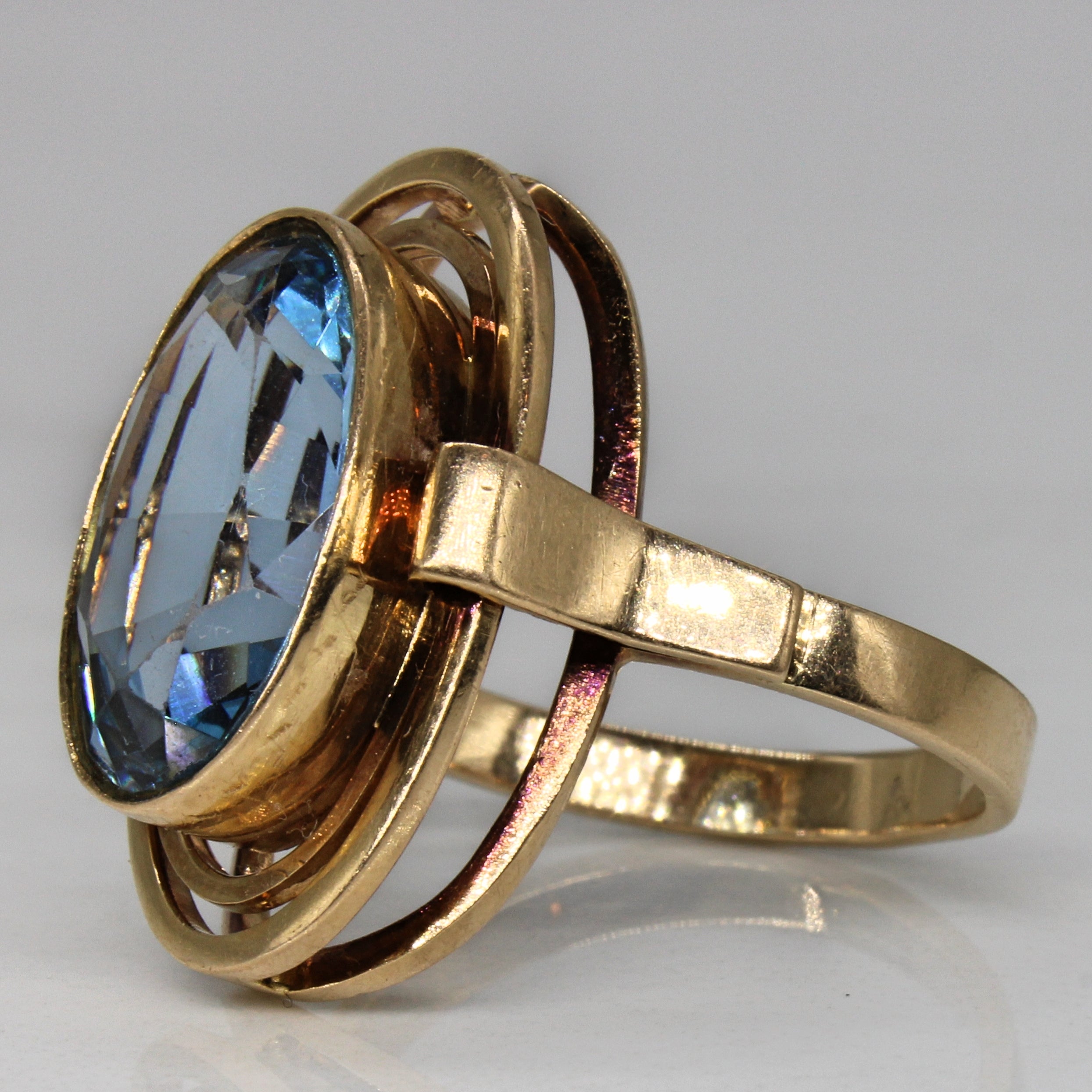 Bague cocktail ornée en spinelle synthétique vintage de Varsovie | 5,95 ct | Taille 7,5 | 