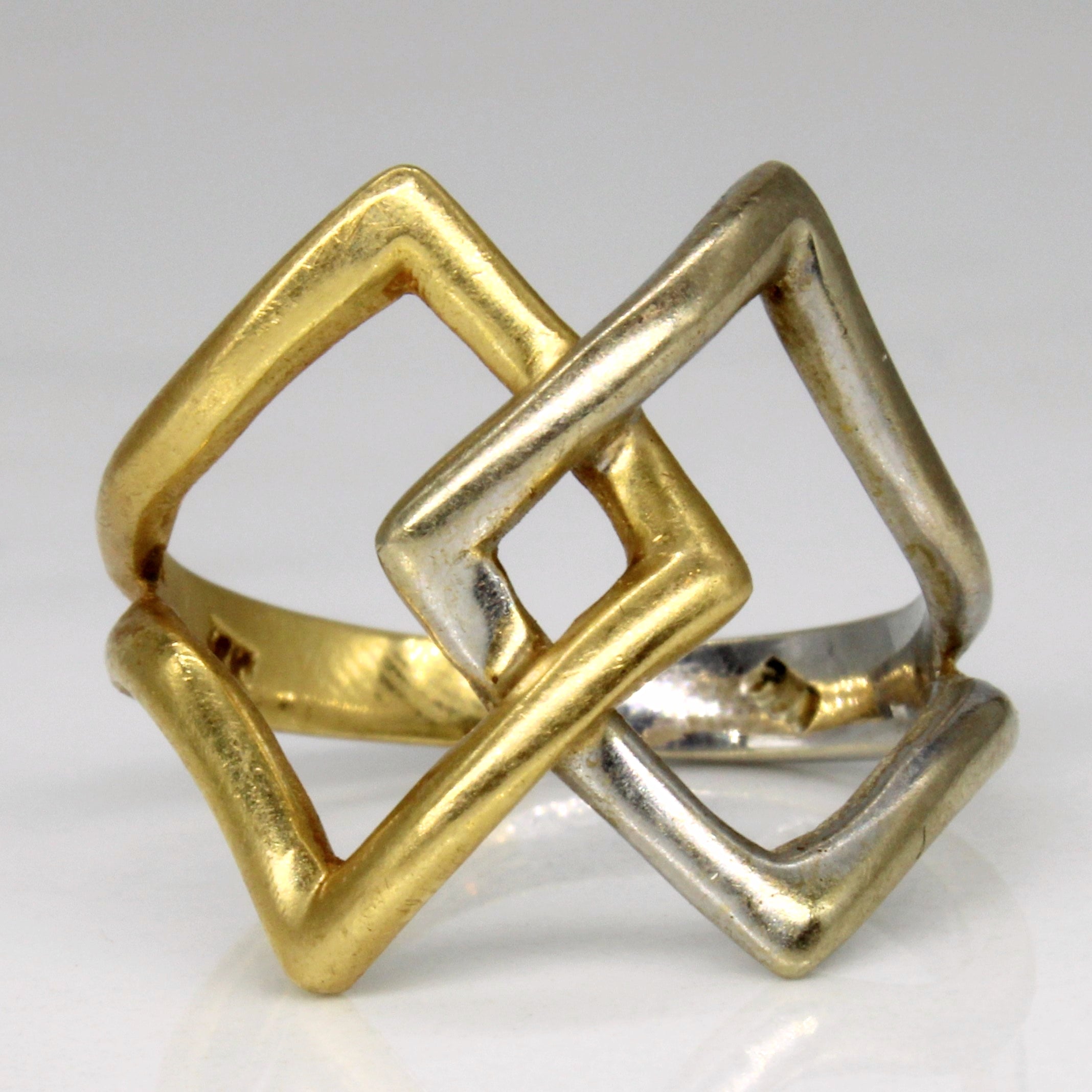 Two Tone Gold Bypass Abstract Ring | SZ 7 |