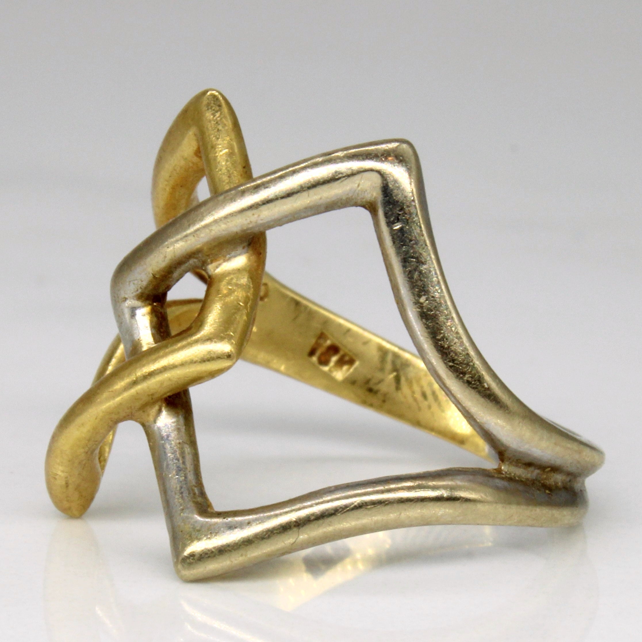 Two Tone Gold Bypass Abstract Ring | SZ 7 |
