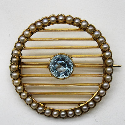 Aquamarine & Pearl Brooch | 0.80ct |