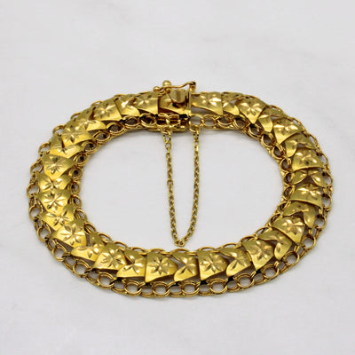 Yellow Gold Ornate Link Bracelet | 7.5