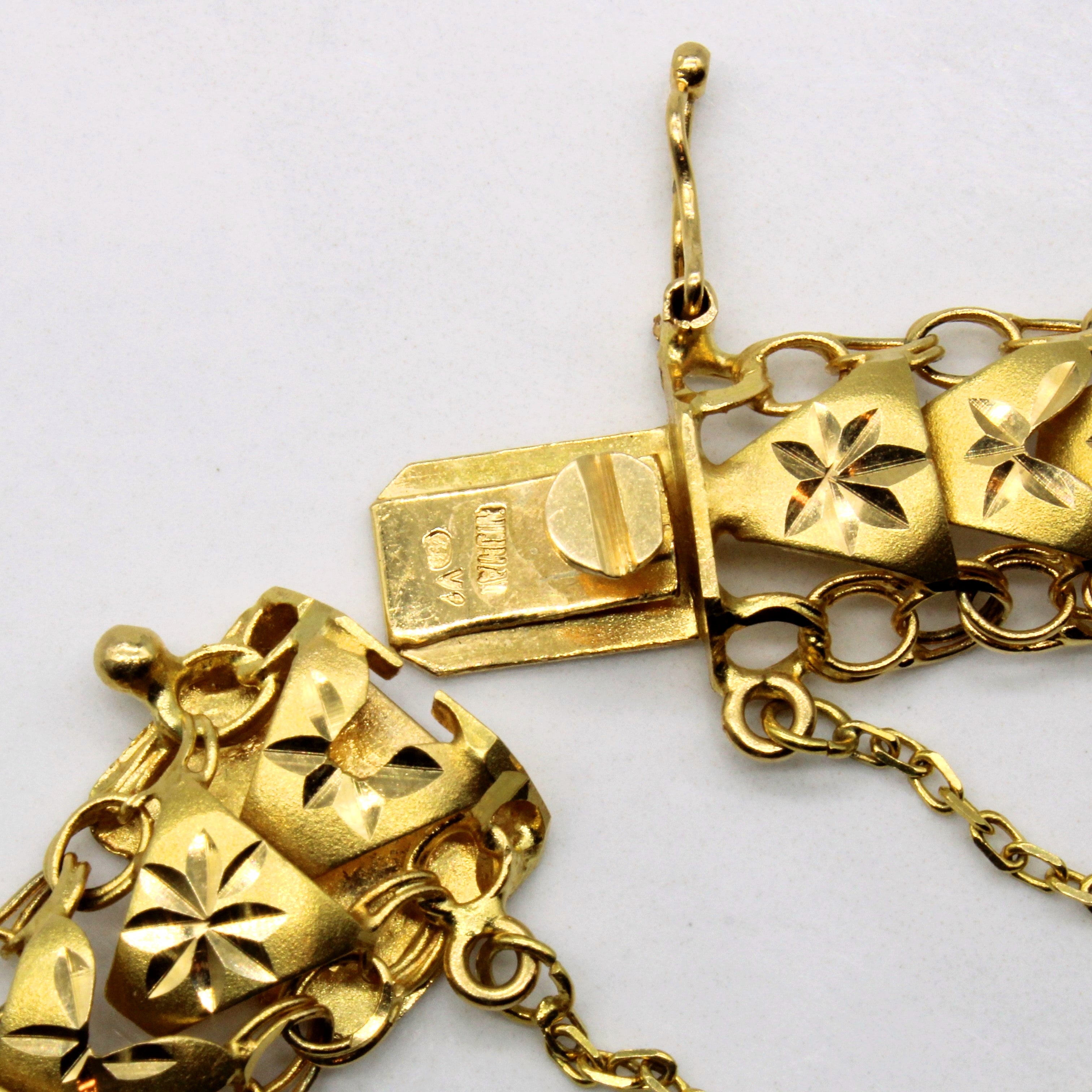 Yellow Gold Ornate Link Bracelet | 7.5" |