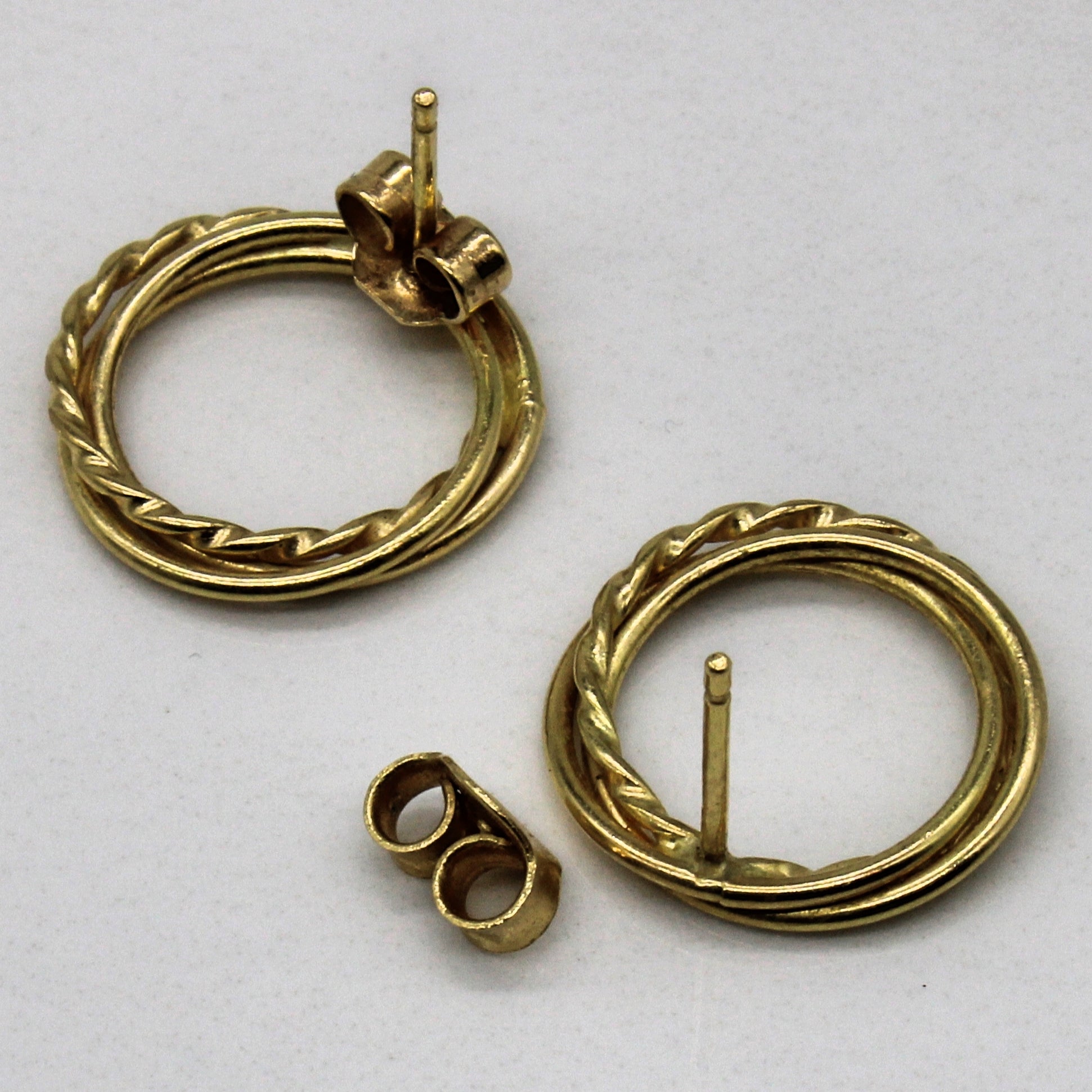 18k Yellow Gold Overlapping Hoop Earrings