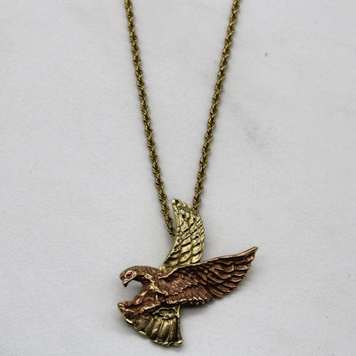 14k Two Tone Eagle Pendant Necklace | 23