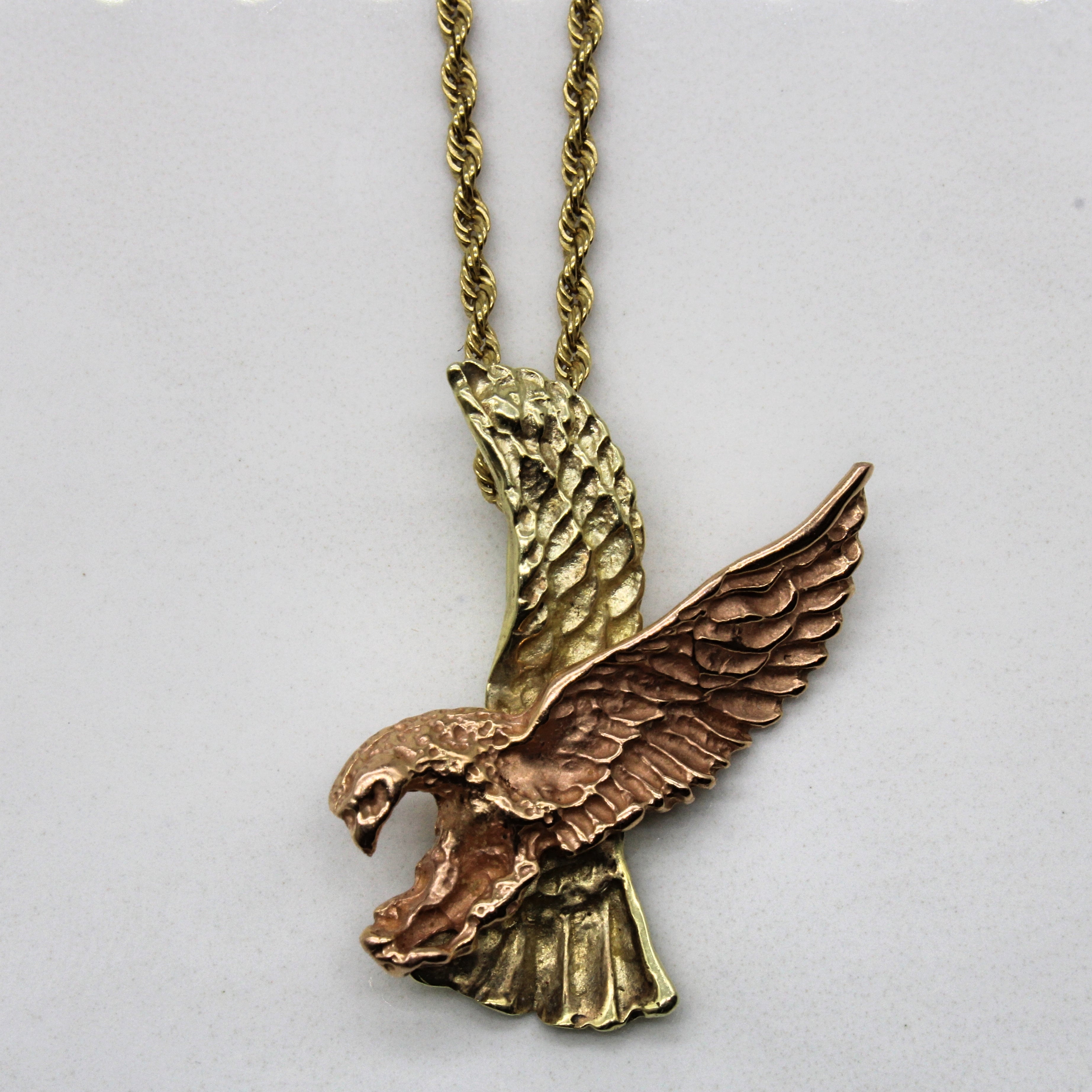 14k Two Tone Eagle Pendant Necklace | 23" |