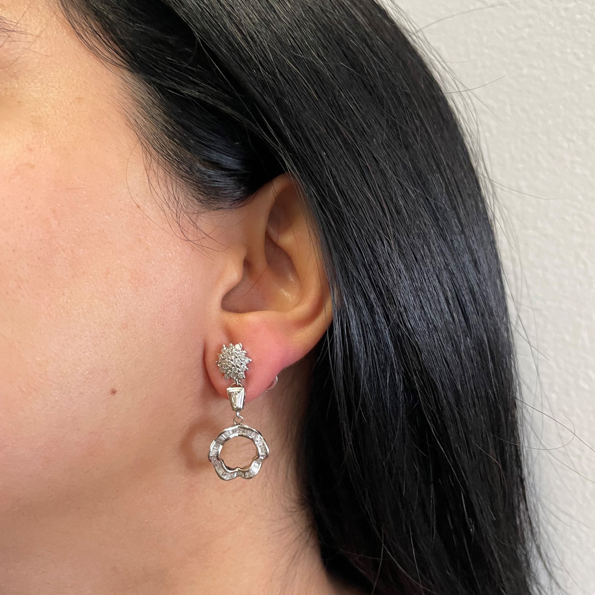 Multi Diamond Cluster Drop Earrings | 0.93ctw |