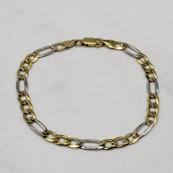 10k Two Tone Gold Figaro Bracelet | 7.5