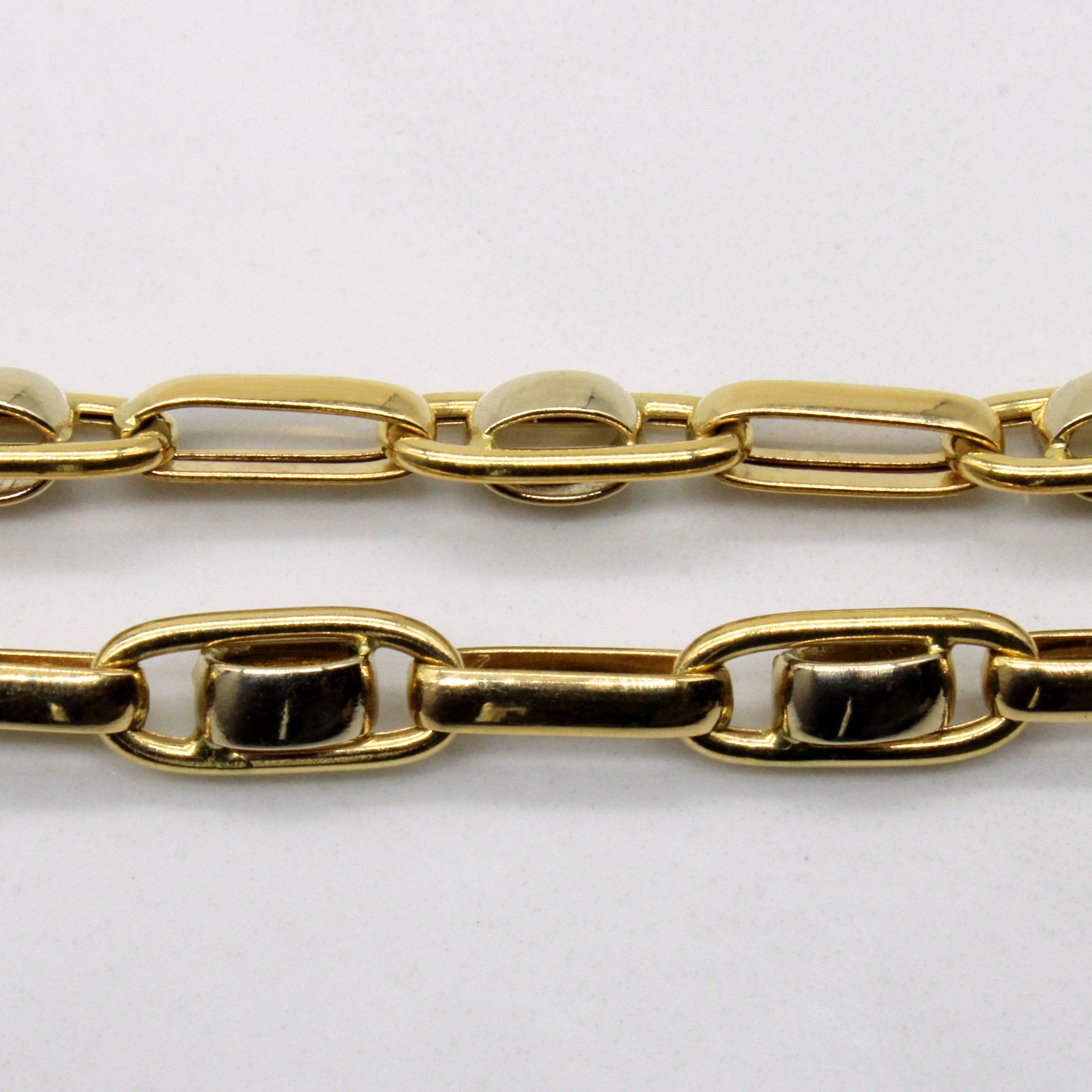 Yellow Gold Elongated Link Bracelet | 8" |