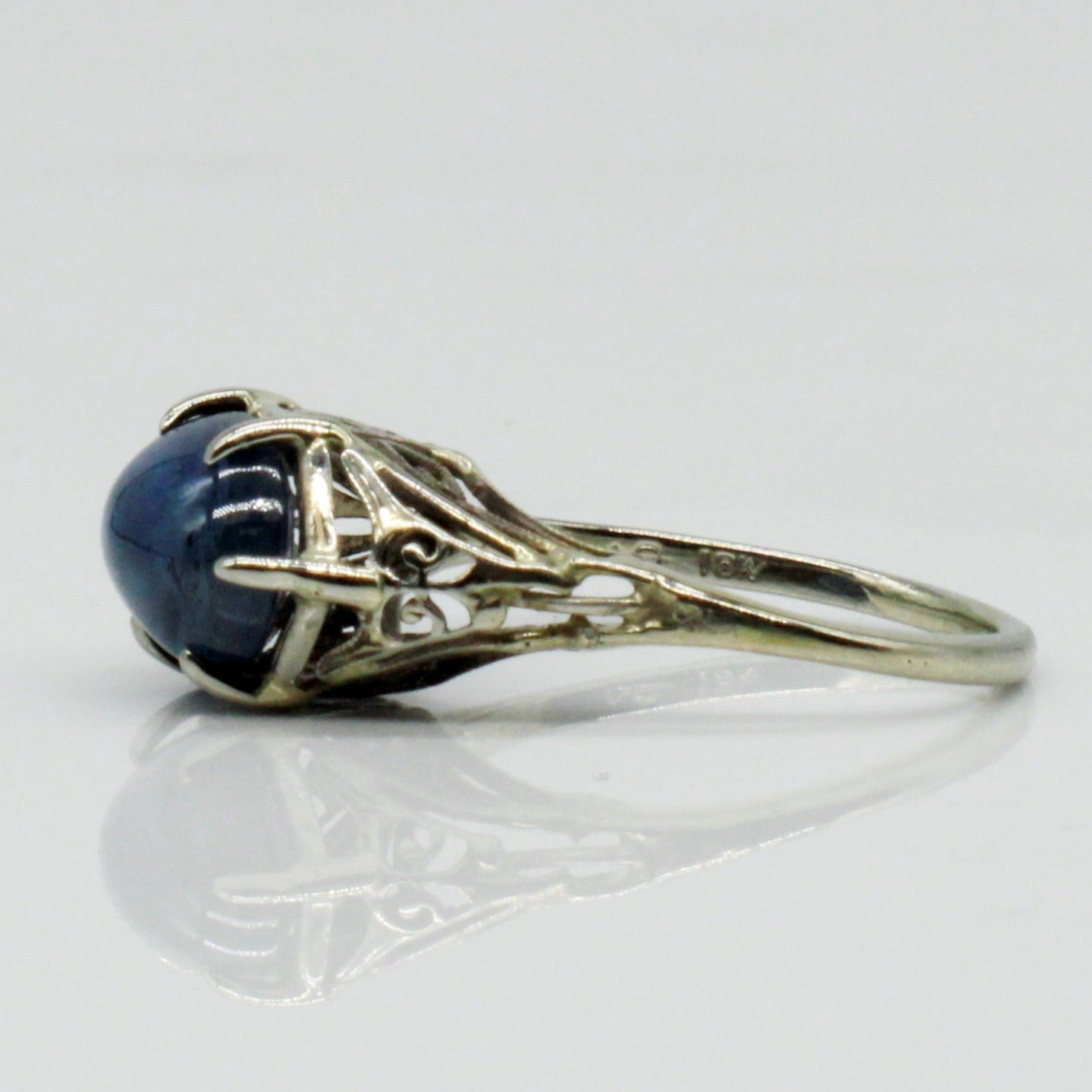 Bespoke' Art Deco Cabochon Sapphire Ring | 3.02ct | SZ 6 |