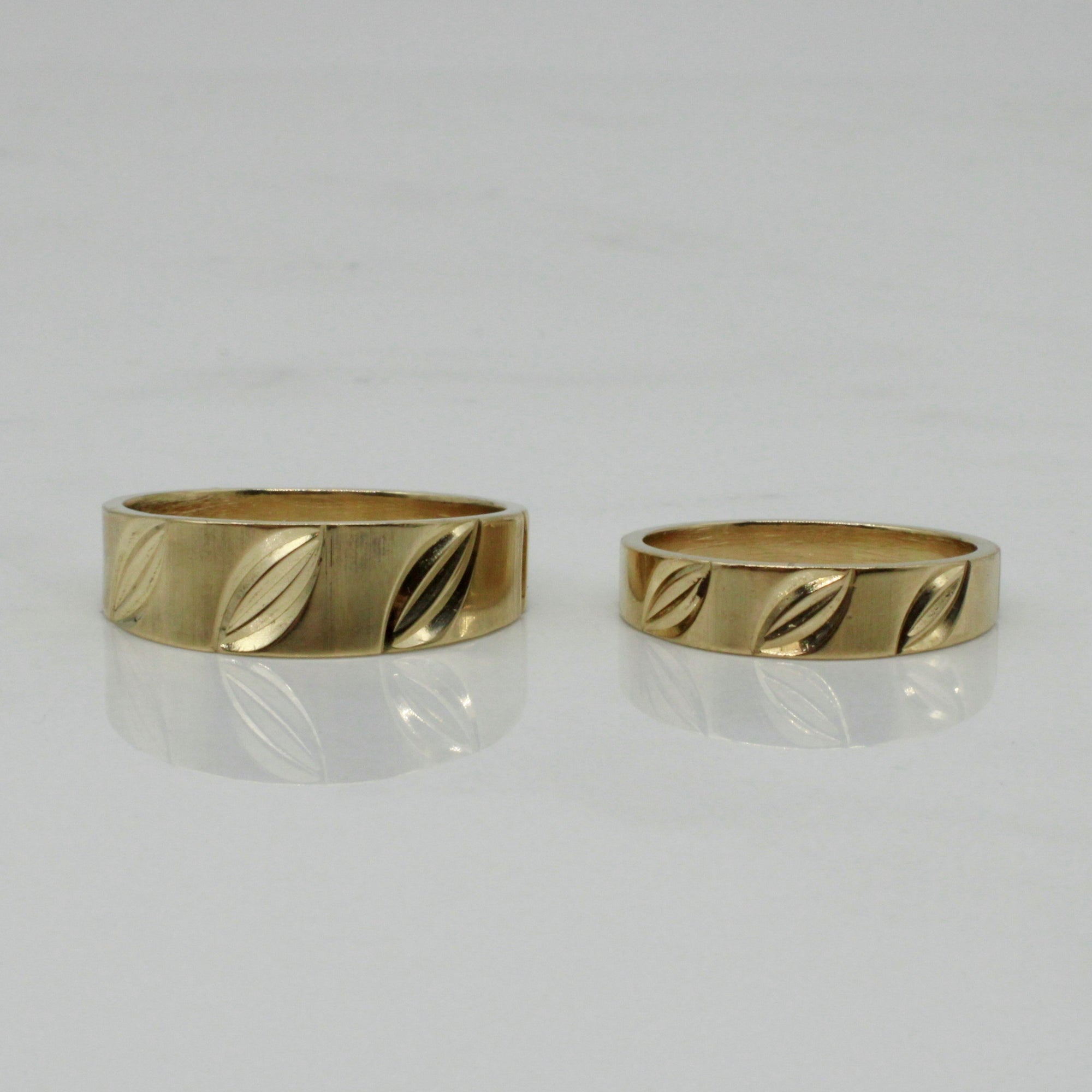 His & Hers Matching Leaf Detailed Ring Set | SZ 7.5 & 10.75 |