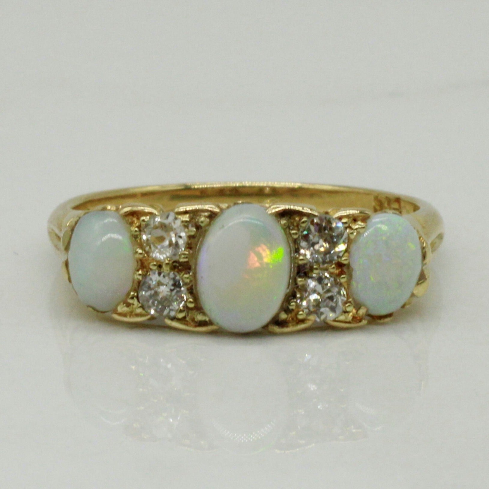 Edwardian Opal Ring | 0.70ctw, 0.24ctw | SZ 7 |