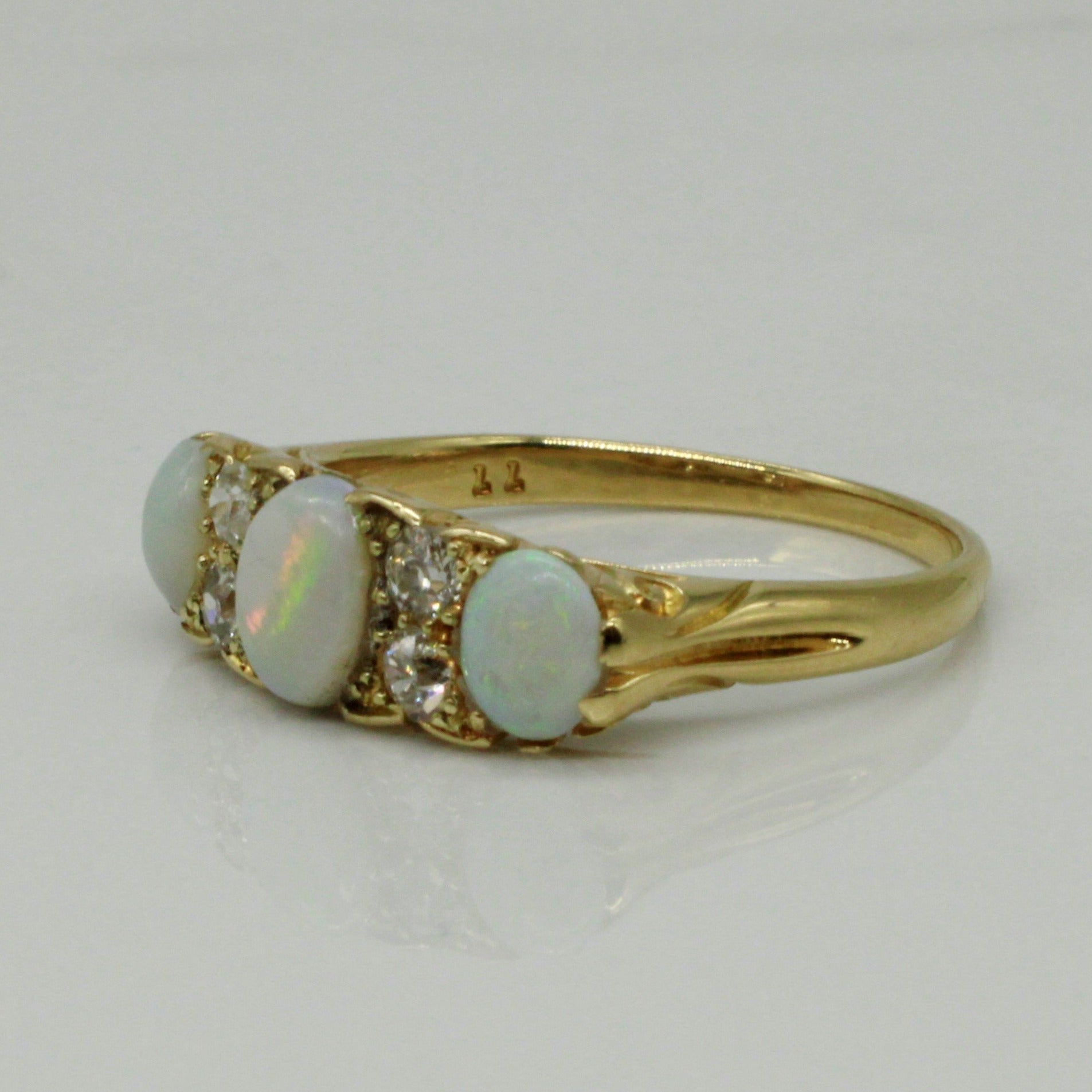 Edwardian Opal Ring | 0.70ctw, 0.24ctw | SZ 7 |