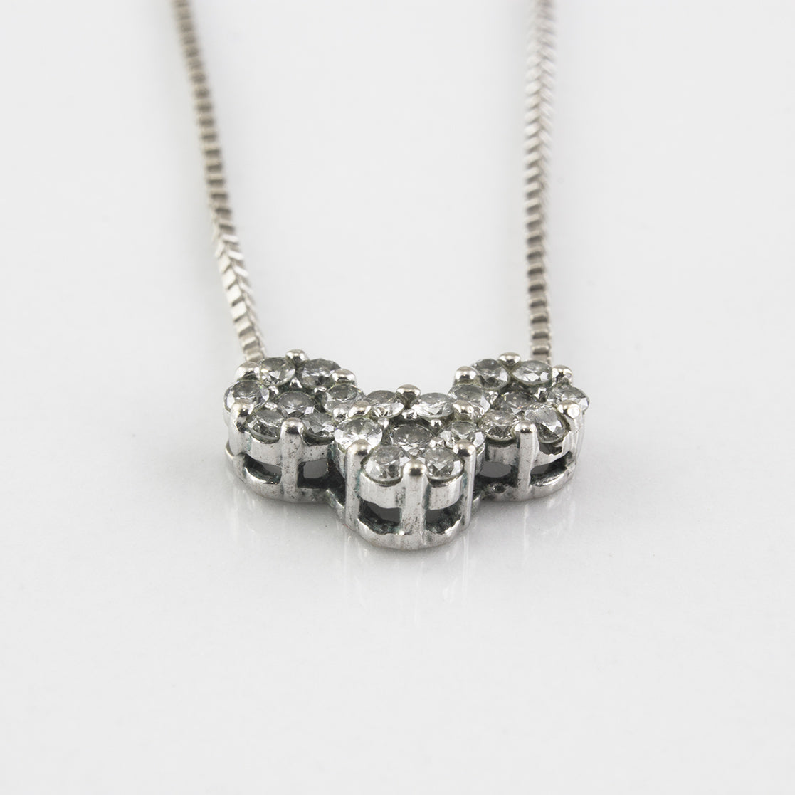 Three Cluster Diamond Necklace | 0.24 ctw Diamonds | SZ 20