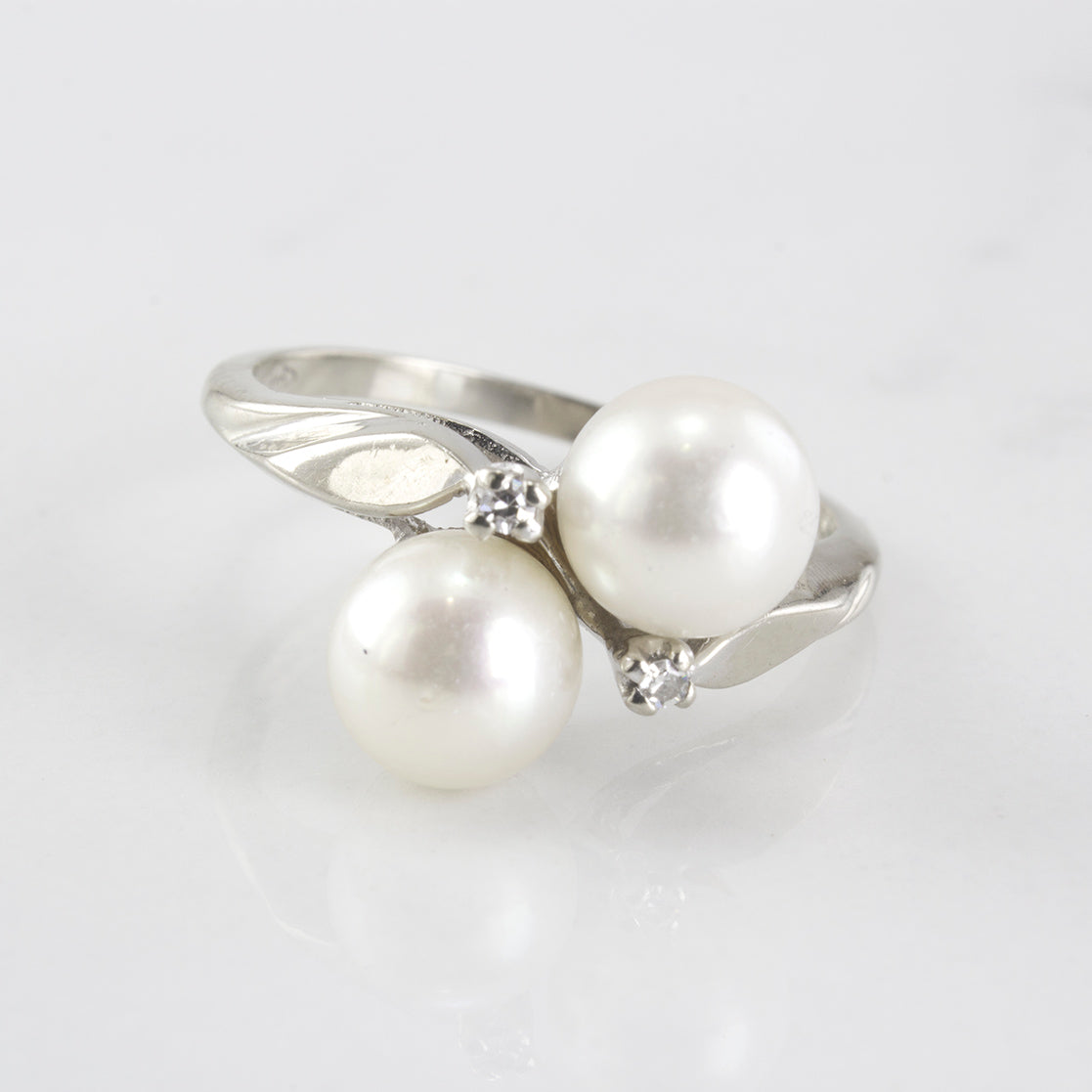 Diamond and Pearl Bypass Ring | 3.92 ctw | SZ 7 |