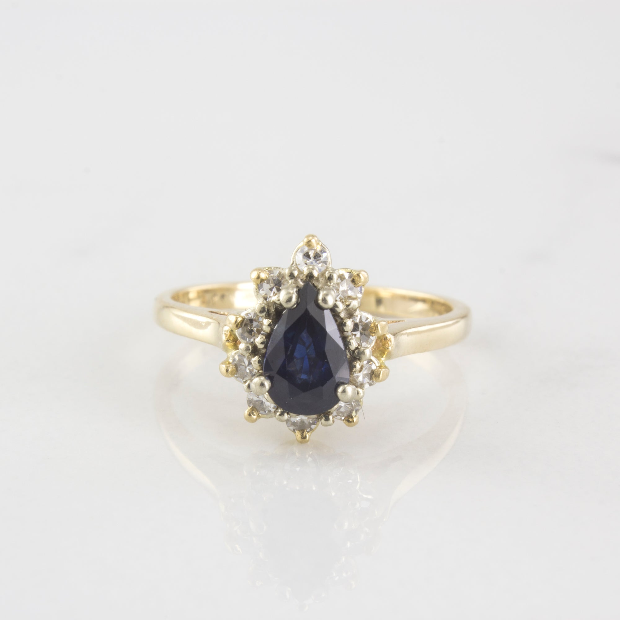 Pear Cut Sapphire Halo Ring | 0.50 ctw | SZ 3 |