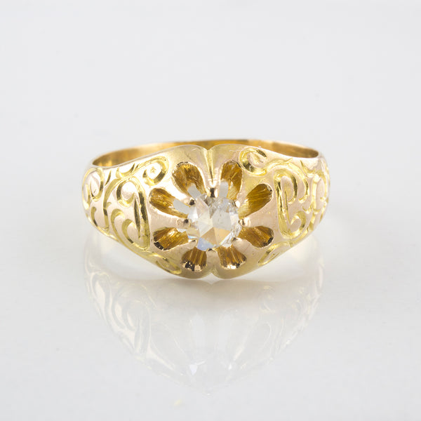 Early Victorian Era Rose Cut Diamond Ring | 0.14 ct | SZ 6 |
