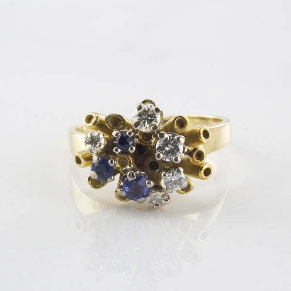 'Birks' Diamond & Blue Sapphire Cluster Ring | 0.25 ctw | SZ 6 |