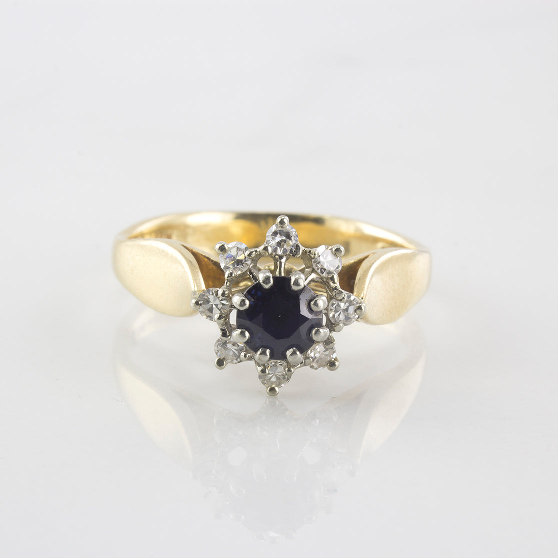 Diamond and Sapphire High Solitaire Ring | 0.18 ctw | SZ 8.5 |