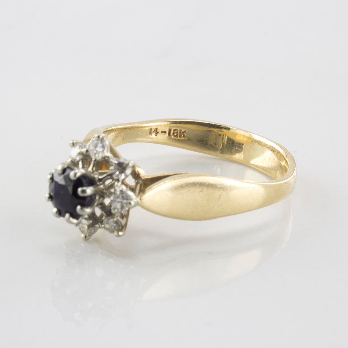 Diamond and Sapphire High Solitaire Ring | 0.18 ctw | SZ 8.5 |