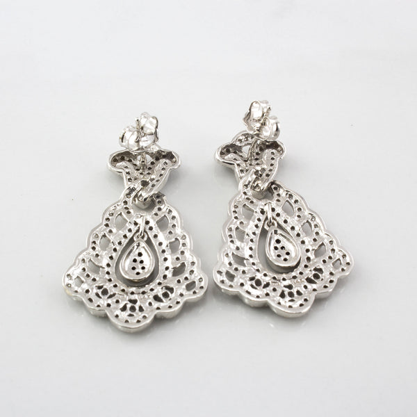 Black and White Diamond Drop Earrings | 1.08 ctw |