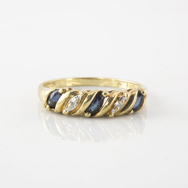 Blue Sapphire and Diamond Three Stone Ring | 0.19 ctw | SZ 7.5 |