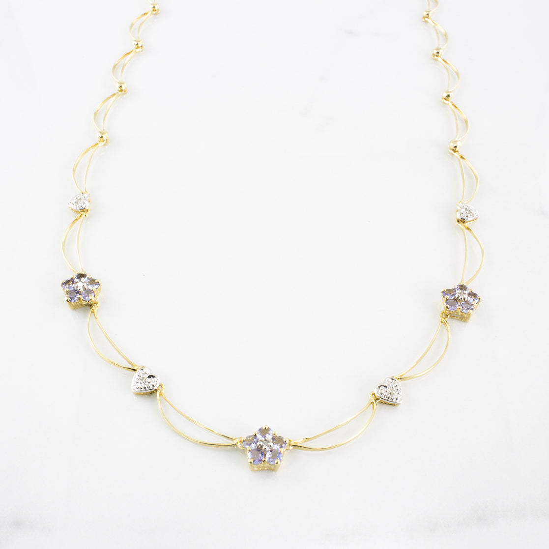 Tanzanite and Diamond Necklace | 0.77 ctw | SZ 16