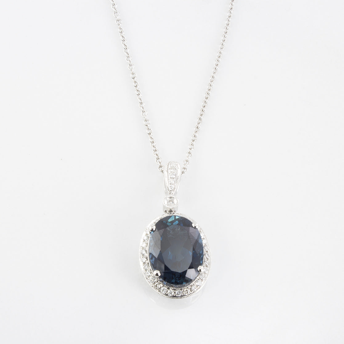 London Blue Topaz and Diamond Necklace | 10.30 ctw | SZ 16