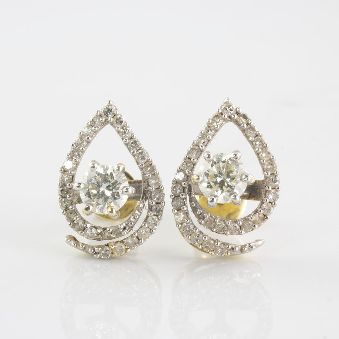 Teardrop Diamond Screw Back Earrings | 1.48 ctw |