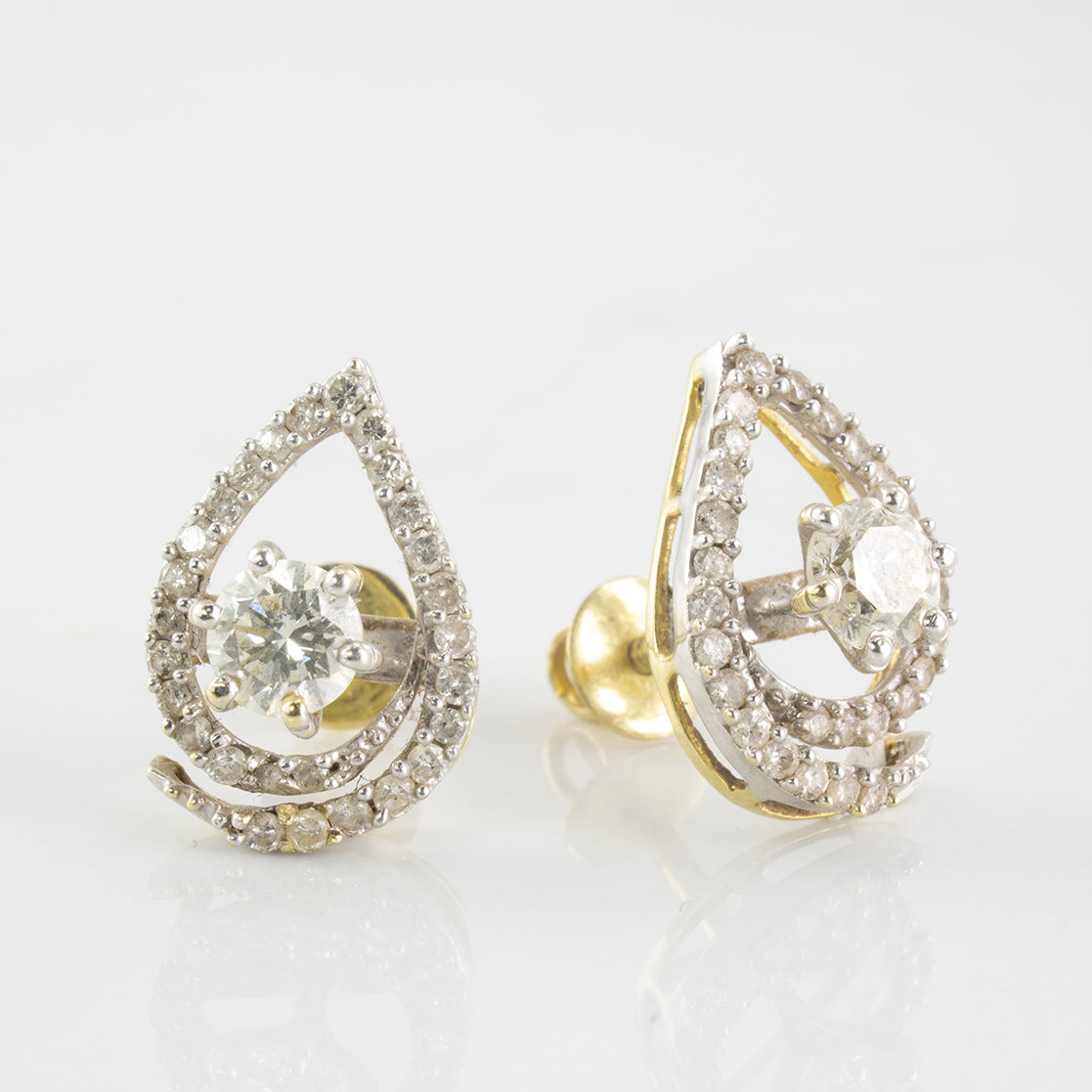 Teardrop Diamond Screw Back Earrings | 1.48 ctw |