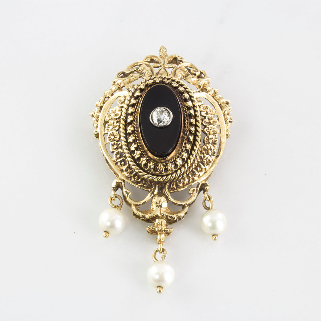 Victorian Diamond & Pearl Pendant Brooch | 0.30 ct |