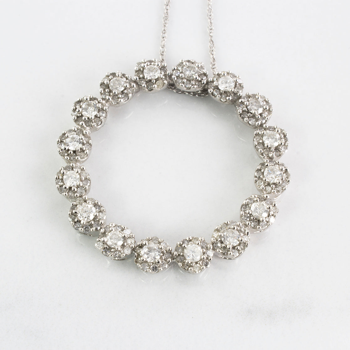 Diamond Cluster Eternity Pendant Necklace | 0.80 ctw | SZ 18" |